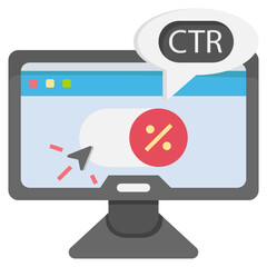 Click Through Rate flat icon,linear,outline,graphic,illustration