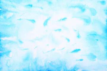 Fototapeta na wymiar blue watercolor background paper texture vignetting frame
