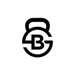 Letter B logo with kettlebell | Fitness Gym logo | vector illustration of logo design