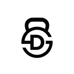 Obraz premium Letter D logo with kettlebell | Fitness Gym logo | vector illustration of logo design