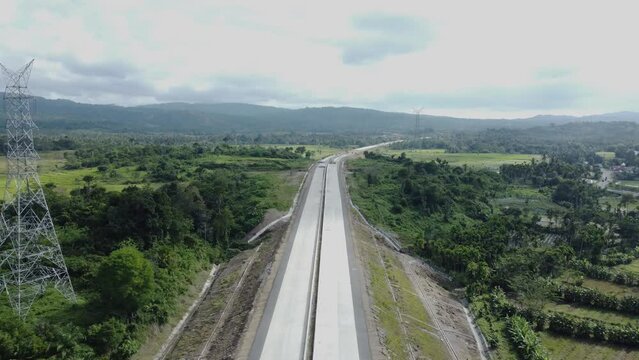 Aerial view of Sigli Banda Aceh (Sibanceh) Toll Road, Aceh, Indonesia.