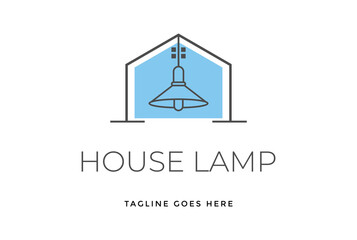 Simple Minimalist House Interior Pendant Lamp Logo Design Vector