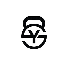 Letter Y logo with kettlebell | Fitness Gym logo | vector illustration of logo design
