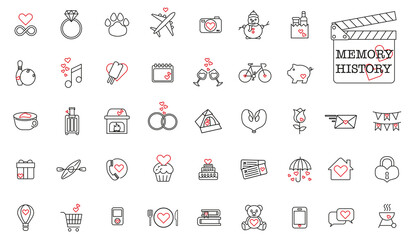 Happy memories of life. Vector icons.