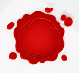 Red wax stamp isolated on white background. 3D illustration