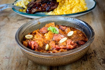 Single serve Callos with yellow rice