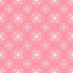 seamless white pattern on pink background. Seamless pattern with hearts and weaving. Lace, knitting,geometry, background,	