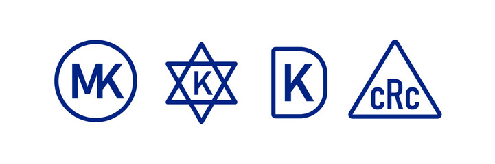 Kosher symbols  set. Icon for packaging. Kashrut natural product. Vector illustration on white background