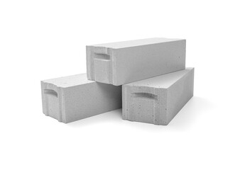 Foamed lightweight concrete (aerated concrete block) isolated on white, including clipping path