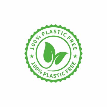 Plastic free green icon badge. Bpa plastic free chemical mark. Vector stock illustration.