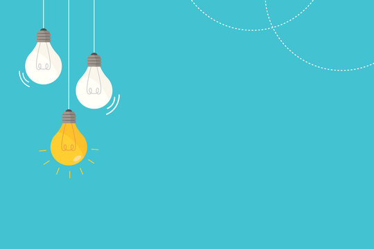 simple lightbulbs vector on blue for background, texture, wallpaper, banner. with text space. vector design. background template