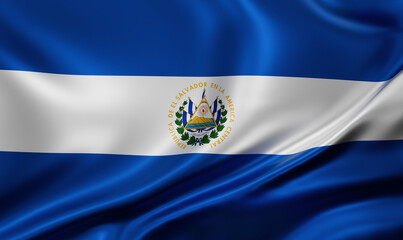 El Salvador national flag - obrazy, fototapety, plakaty