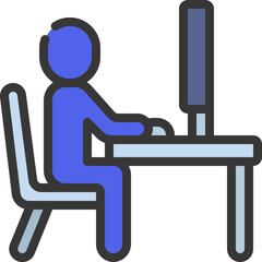 Person At Computer Desk Icon