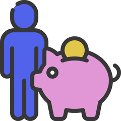 Savings Piggy Bank Person Icon