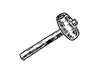 Rubber Hammer sketch Part of Contractor Material and Equipment Device Hand Drawn Icon Set Vector.