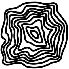 Hypnotic shape of black lines on white background