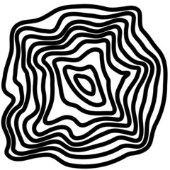 Hypnotic shape of black lines on white background	