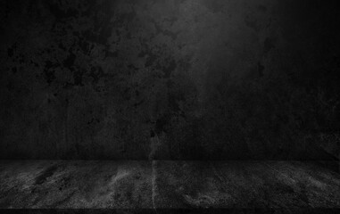 Black display on dark cement wall in retro concept.