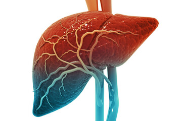 Human liver anatomy on white background. 3d illustration