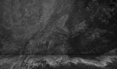 Black display on dark cement wall in retro concept.