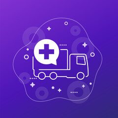 humanitarian aid icon with a truck, vector design