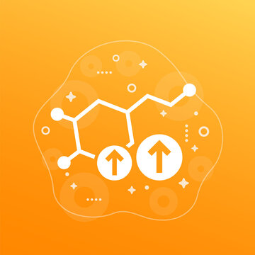 High Dopamine Level Icon With A Molecule, Vector