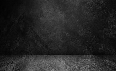 Black display on dark cement wall in retro concept.