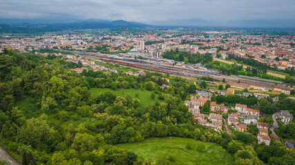 Aerial View of Vicenza, Veneto, Italy, Europe, World Heritage Site