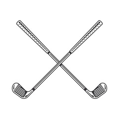 Black golf club silhouette. golf club Line art logos or icons. vector illustration.