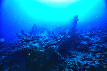 Fototapeta na wymiar wreck diving thistelgorm, underwater adventure historical diving, treasure hunt