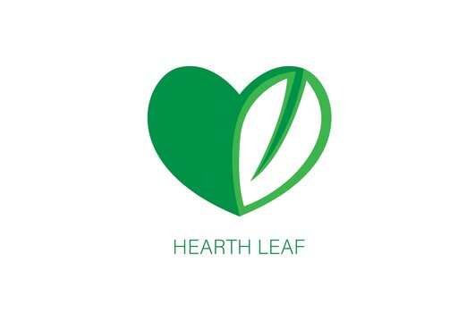 Heart leaf logo, healthy heart logo vector design template