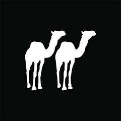 A Pair of Camel Silhouette for Logo or Graphic Design Element. Vector Illustration