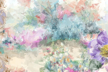 Abstract beautiful oil painting flowers