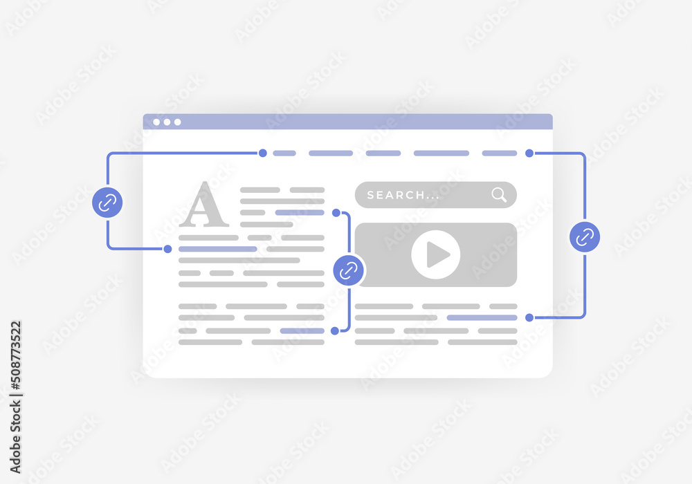 Poster internal links - seo strategy concept. link building with keyword-rich anchor text for website searc