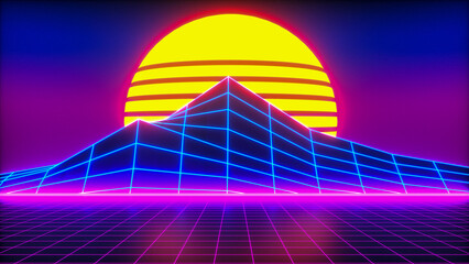 a futuristic technology background,80s style (3d rendering)