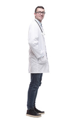 male doctor with a stethoscope. isolated on a white
