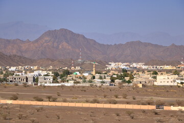 Fort Jabreen Castle beautiful historic castle in Oman, with palm trees view