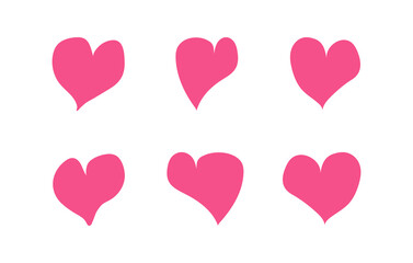 Heart red icons, sign of love, isolated vector collection