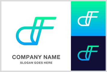 Monogram Letter D & F Business Company Stock Vector Logo Design Template 