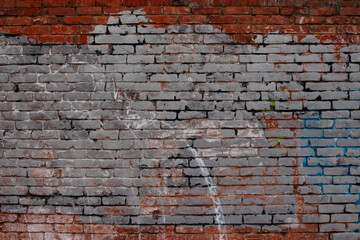 Old dirty red brick wall. 