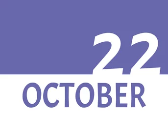 Cercles muraux Pantone 2022 very peri 22 october calendar date with copy space. Very Peri background and white numbers. Trending color for 2022.