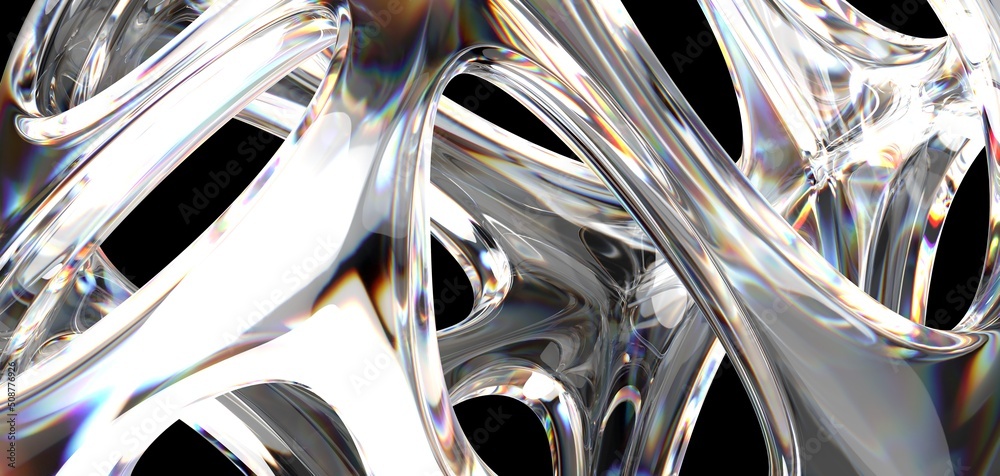 Aufkleber fluid design twisted shapes holographic 3d abstract background iridescent wallpaper