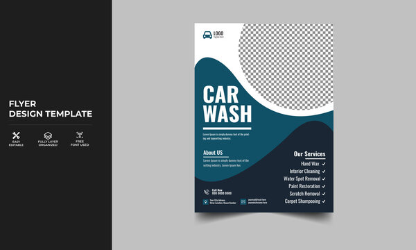 Car wash nd cleaning flyer design template