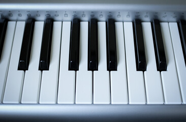 Synthesizer keys, synthesizer keyboard, top view