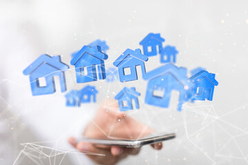 house. data Big data visualization background.Abstract technology