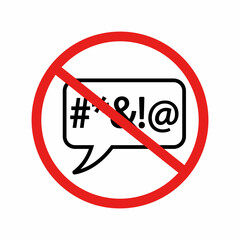 Stop swearing icon design. Censored swearing words.