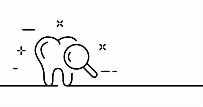 Continuous line art drawing stamotology. Single line drawing, solid line. Animation of one line examination, disease search and search. Video 4K