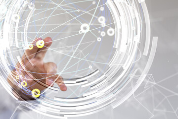 Global network. Blockchain. 3D illustration. Neural networks and artificial intelligence. Abstract