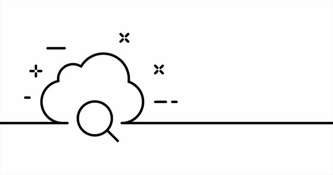 One line drawing, solid line internet. One line drawing animation of cloud search, save search and social network search. Search logo is animated. Video 4K