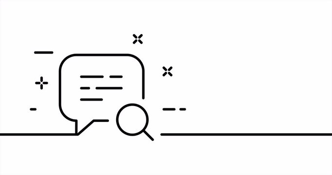 One line drawing, solid line internet. One line drawing animation of message search, notification search and information search. Search logo is animated. Video 4K